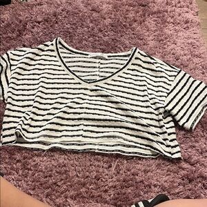 Altar'd State Black and White Striped Crop Top